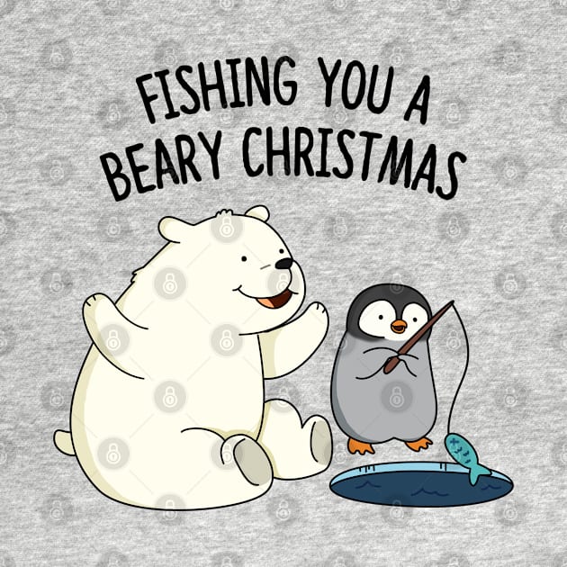 Fishing You A Beary Christmas Cute Polar Bear Pun by punnybone